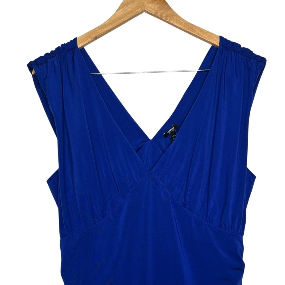 Express Royal Blue Body Contour Compression Sleeveless Ruched Bodysuit Size XL - Picture 3 of 8